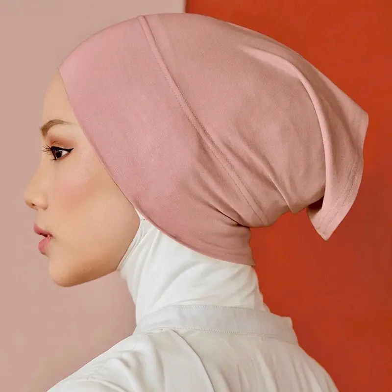 Soft Modal Inner Hijab Caps Muslim Stretch Turban Cap Islamic Underscarf Bonnet  Female Headband Tube Cap Turbante Mujer