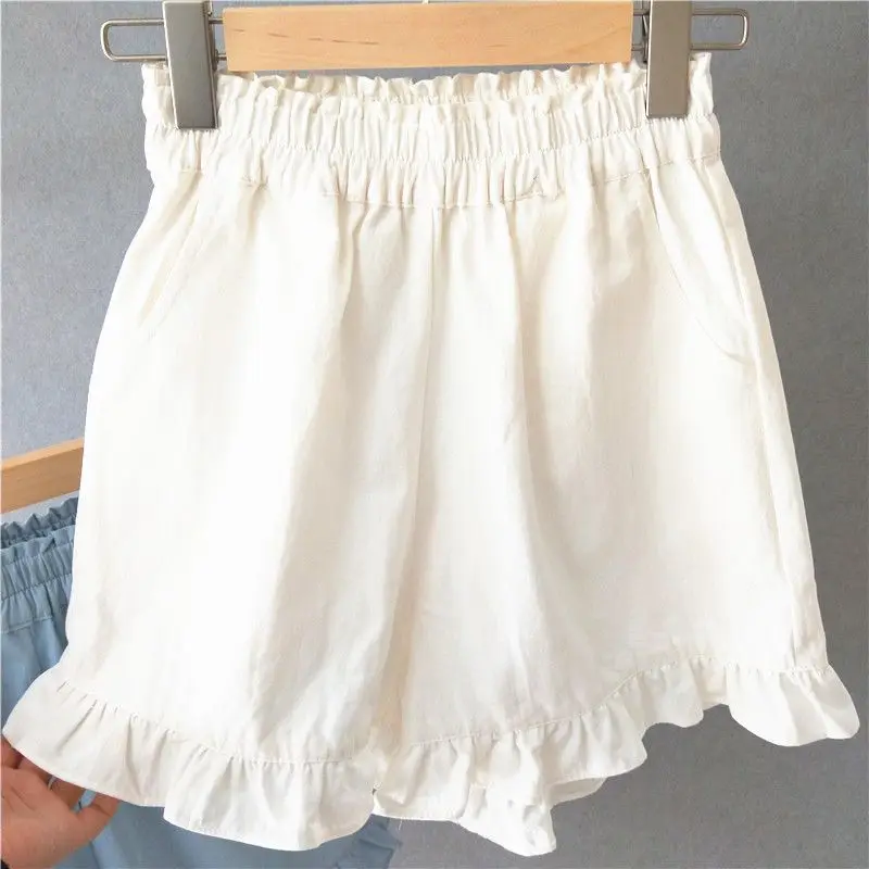 Women Summer Simplicity Korean Solid Color Cotton and Linen High Waist Appear Thin Wide Leg Ladies Casual All-match Trend Shorts