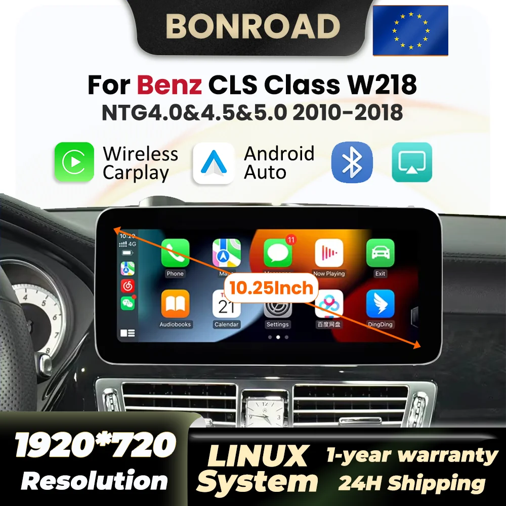 10,25“ Linux Autoradio für Mercedes Benz CLS-Klasse W218 X218 2010–2018 Multimedia-Player Wireless Carplay Android Auto BT GPS