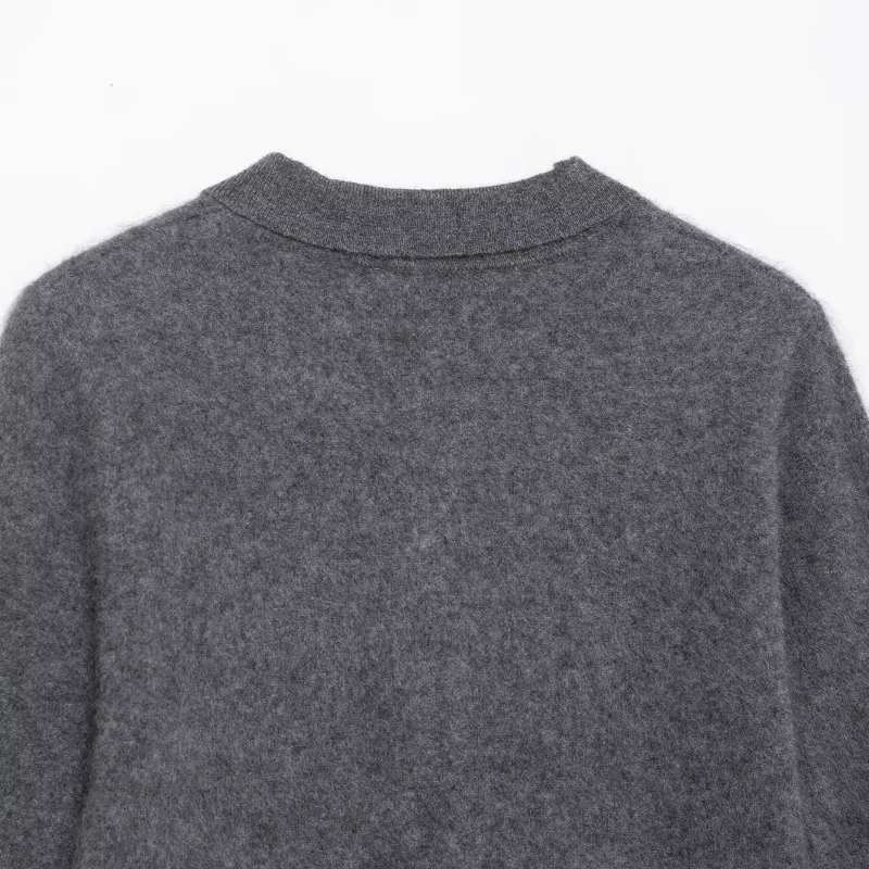 الرجعية التلبيب خمسة أرباع Sve محبوك سترة مفتوحة المرأة فضفاضة التخسيس سترة Jaet عميق ey الخريف الشتاء جديد Sle