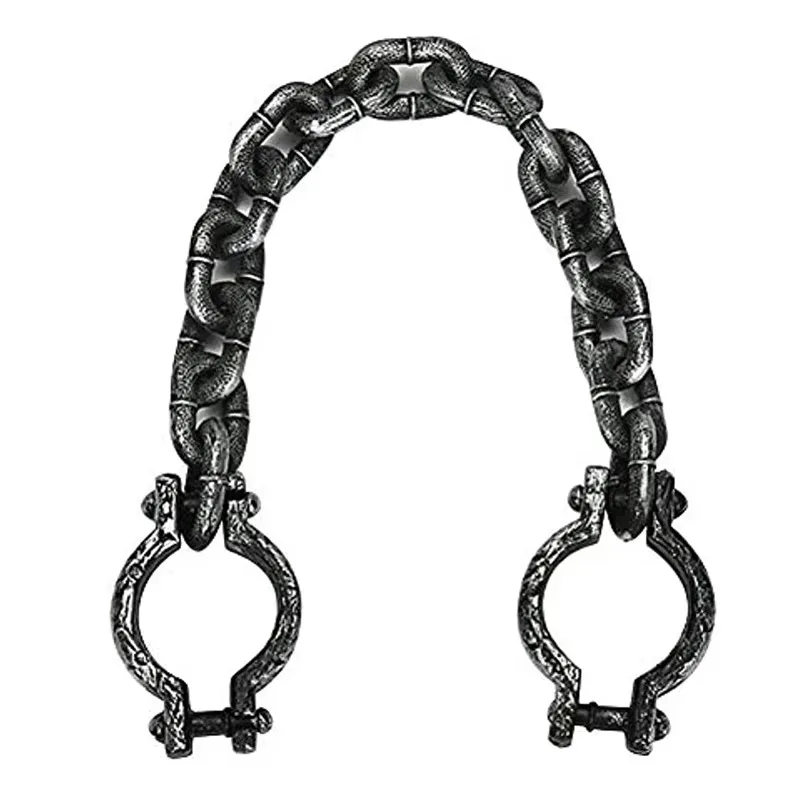 1Pcs Plastic Prisoner Wrist Plastic Wrist Shackles Prison Handcuffs Chain Links for Halloween Cosplay Costume Party Trick Props