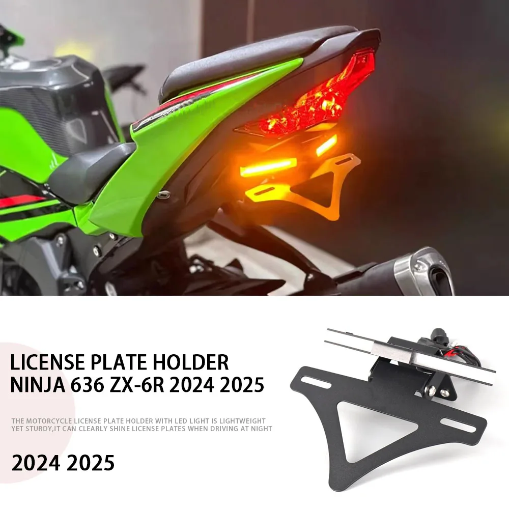 

NINJA ZX 636 Motorcycle License Plate Holder Tail Tidy Rear Fender Eliminator LED Light ZX6R For KAWASAKI Ninja ZX-6R 2024 2025