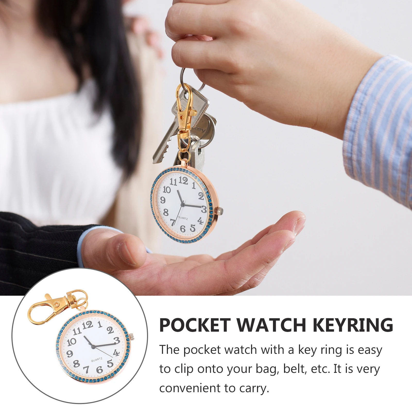 

2 Pcs Children's Keychain Nurse Hanging Table Portable Pocket Watch Clip on Pin Decorative Zinc Alloy Fashionable