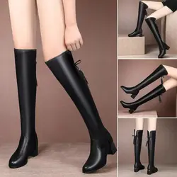 Botas cálidas y suaves elásticas para mujer, botas cómodas de algodón, botas sexis informales, moda de invierno, nuevas