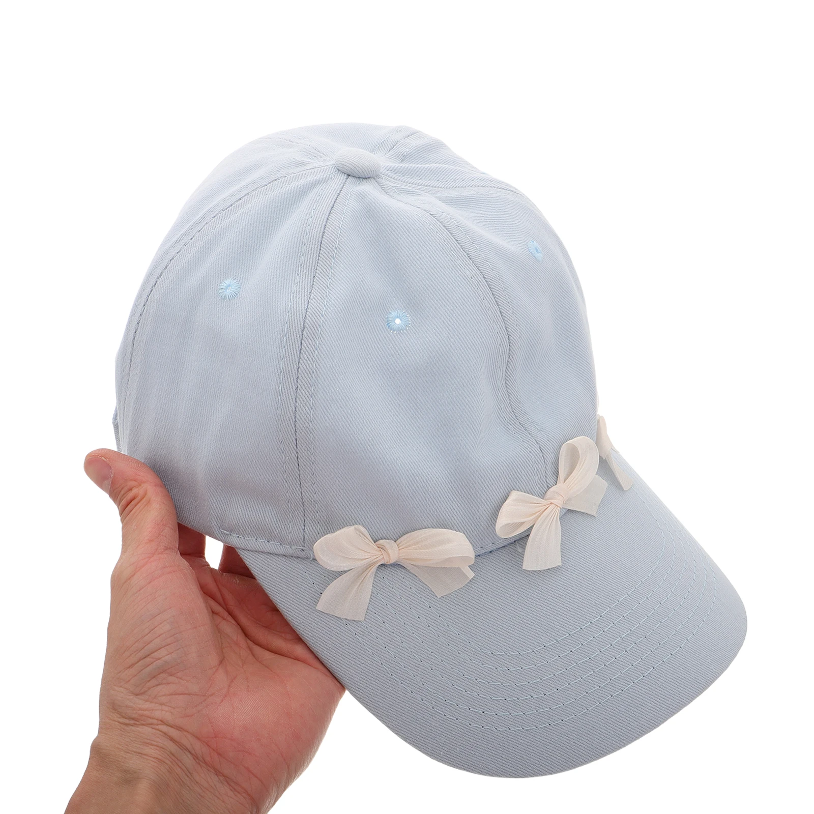 

Butterfly Bow Baseball Wide Brim Sun Protection Hats Women Casual Outdoor Adjustable Visor Cap Denim Ball Cap Summer Cotton