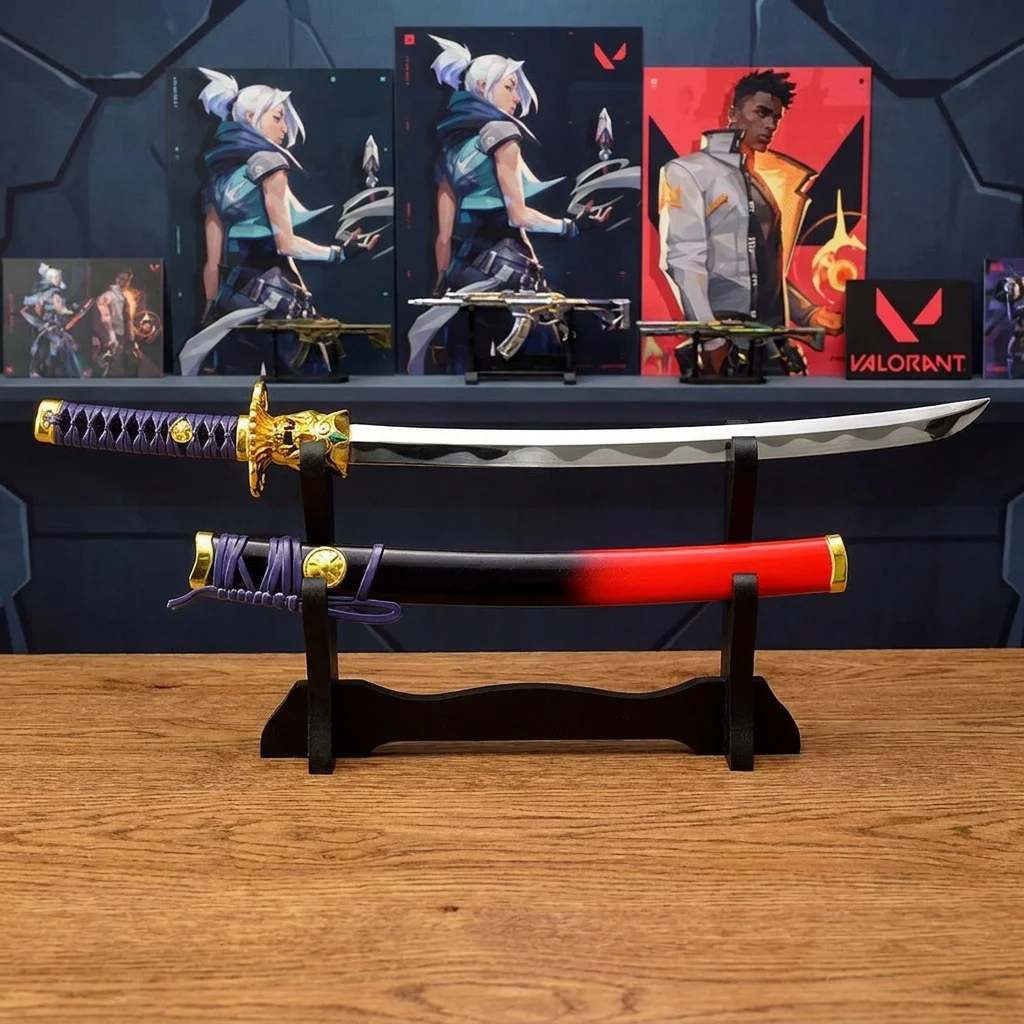 Espada Katana de 11.8 Pulgadas para Juego Valorant, Cuchillo Ninja de Metal, Katana Japonesa de Tamaño Real, Anime, Samurái, Sabre, Accesorio de Cosplay, Juguete, Regalos