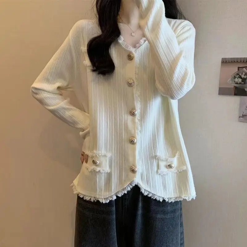 

Tassel Design Knitted Top Autumn Winter New Temperament Cardigan Jacket
