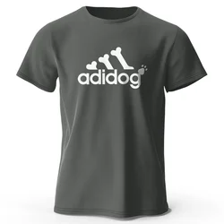 Adidog camiseta impressa para homens e mulheres, tops grandes, camisetas gráficas engraçadas, 100% algodão, verão