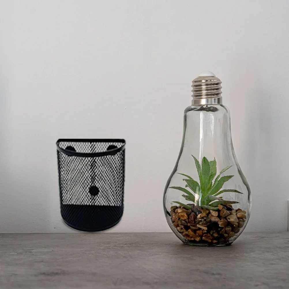 

2Pcs Magnetic Pen Holder Set Iron Mesh Pencil Organizer Desktop Storage Basket for Office Dorm Table Clear Simple Stationery