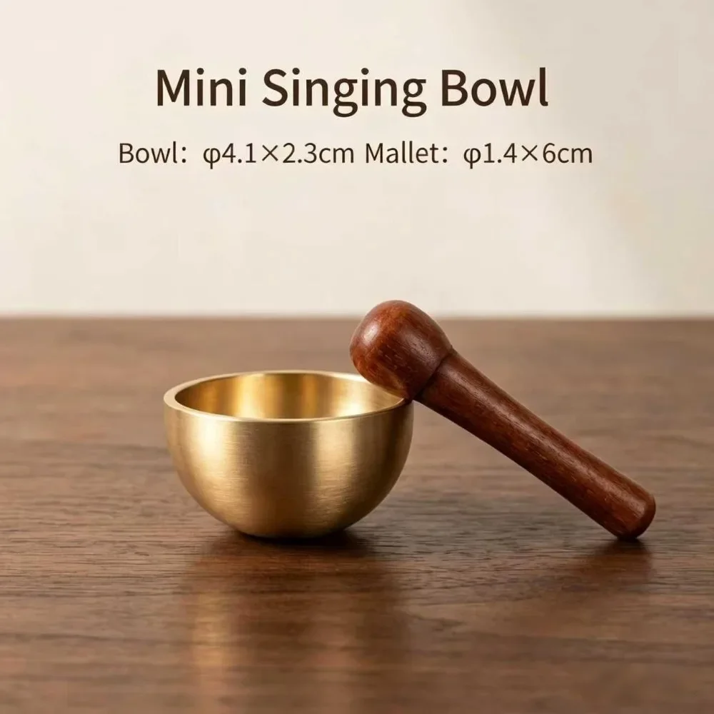 Mini version brass mallet singing bowl, handmade metal sound bowl for rel