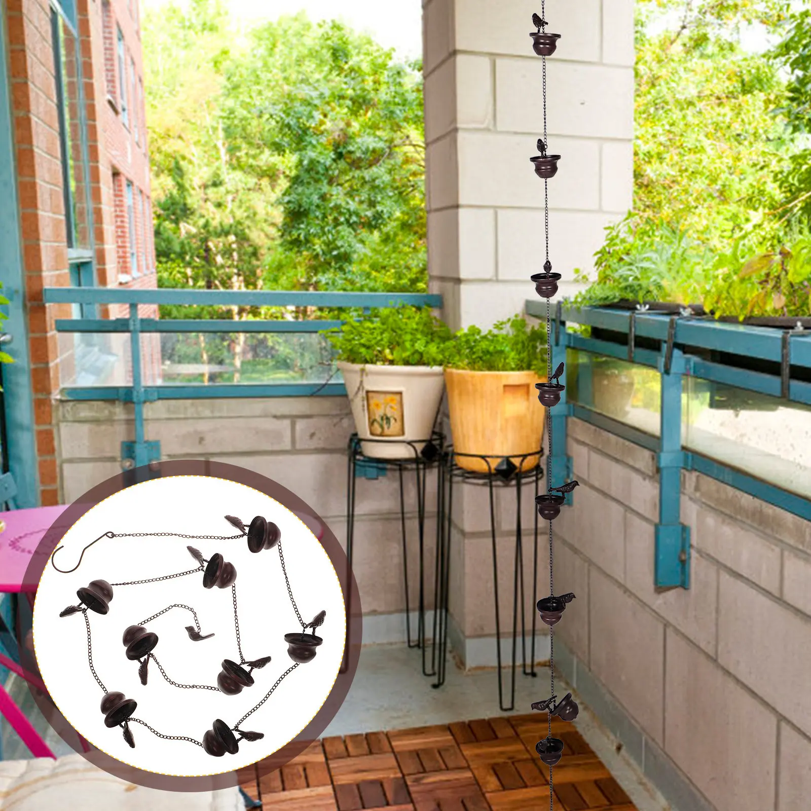 Copper Metal Rain Chain for Garden Outdoor Courtyard Decorative Gutter Rain Chains Replacement Decorative Chimes Cups
