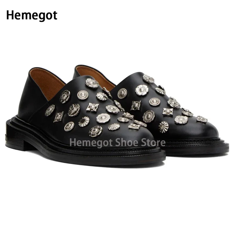 Men\'s Metal Buckle Round Toe Shoes Brand Design New Full Dress Men Shoes Retro Stylish Slip-On Spring Loafers New In Shoes