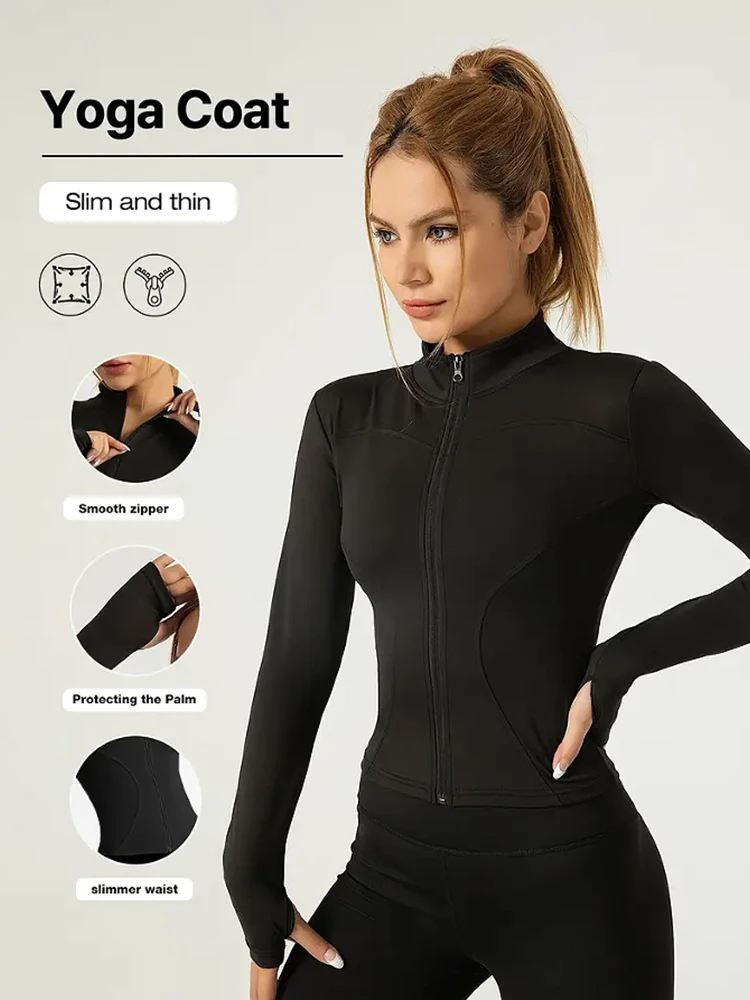 AliExpress NONE Professional elastic quick-drying sports jacket women's spring and summer yoga top tight slimming running cycling and fitnes