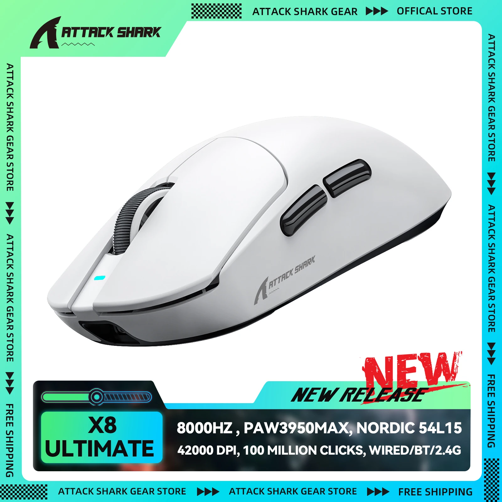 attack-shark-x8-ultimate-souris-gaming-sans-fil-paw3950max-nordic-54l15-20000-fps-ultralEgEre-59g-dual-8000hz-taux-de-rapport