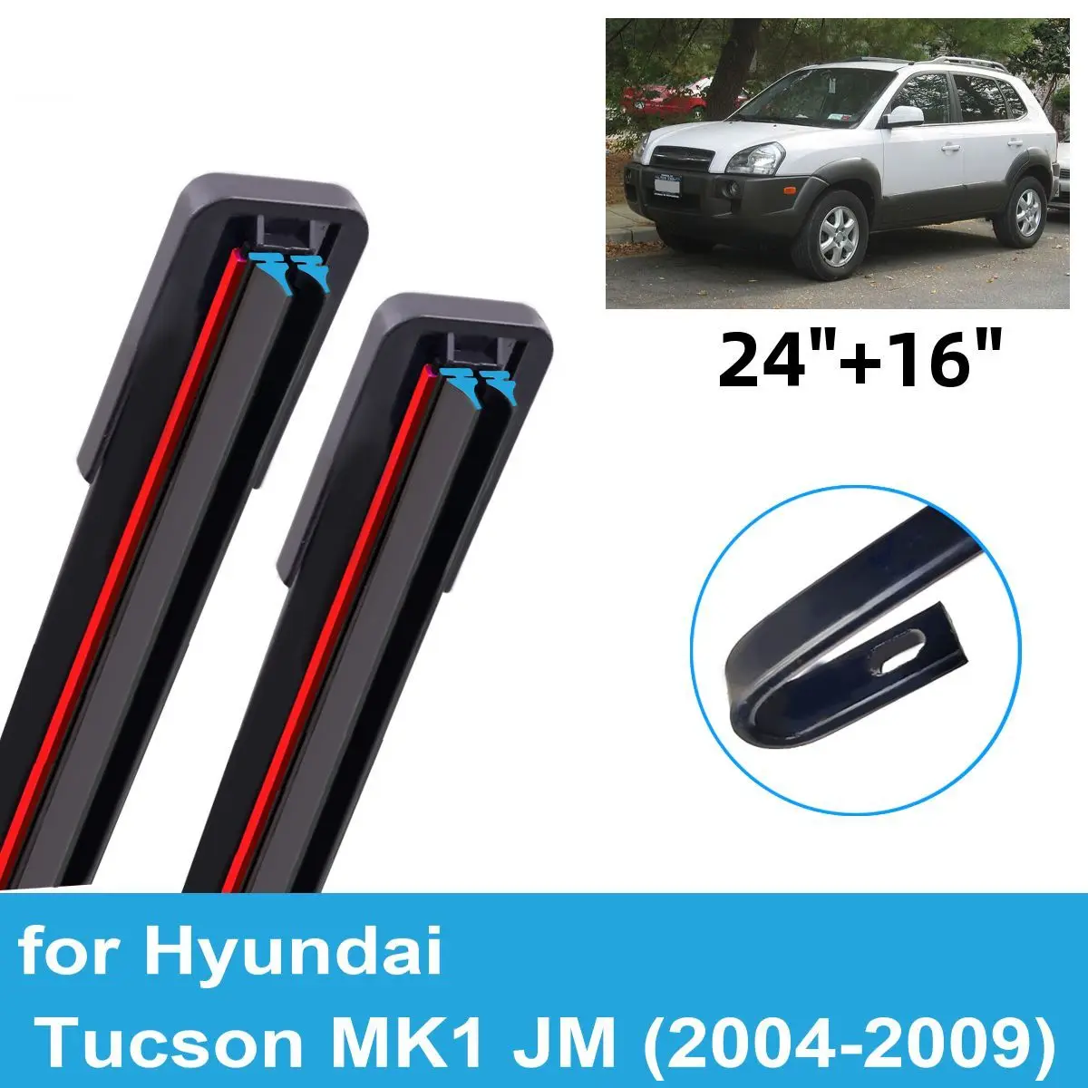 

2PCS Car Wiper Blades for 2004-2009 Hyundai Tucson MK1 JM Front Windscreen Windshield Double Rubber Car Accessories 2008 2009