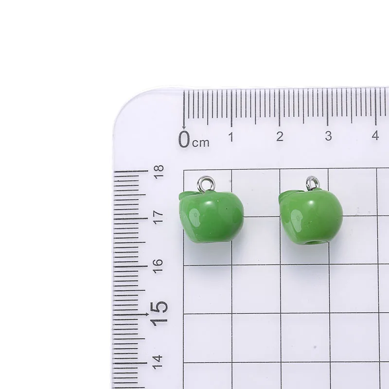 10 Pz 12x13mm Moda Frutta Ciondolo Simulazione Mela Verde Ciondolo In Resina Per Gioielli FAI DA TE Che Fanno Orecchino Collana Pendenti E Ciondoli Del Telefono