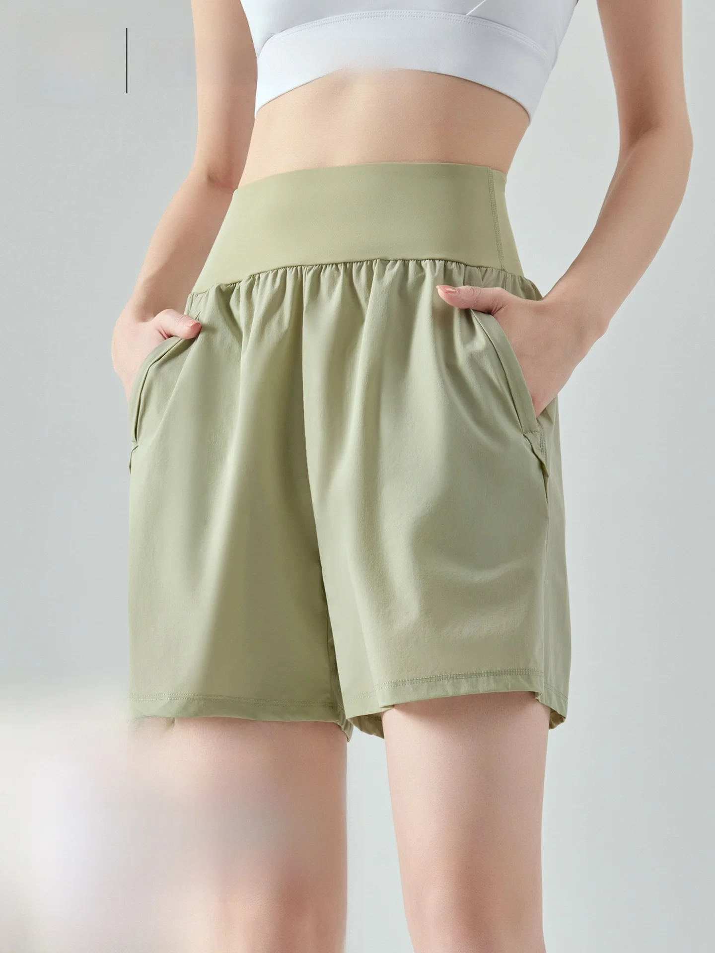   Frau Spor Orts Damen Sommer Lose Hohe Taille Yoga Fünf-Viertel Hosen Qui Dry Outdoor Laufen Fitn Hosen