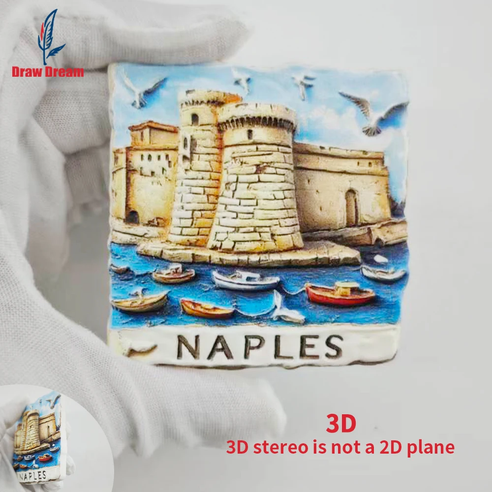 1Pc Naples Creative 3D Embossed Refrigerator Magnet World Travel Souvenir Collection Suitable for Home and Office Decoration, Personalized Exclusive Travel Souvenir Magnetic Refrigerator Magnet Home Decoration, Kitchen, Room, Office, Cabinet Crafts Gift, Holiday Souvenir, Exquisite Small Gift