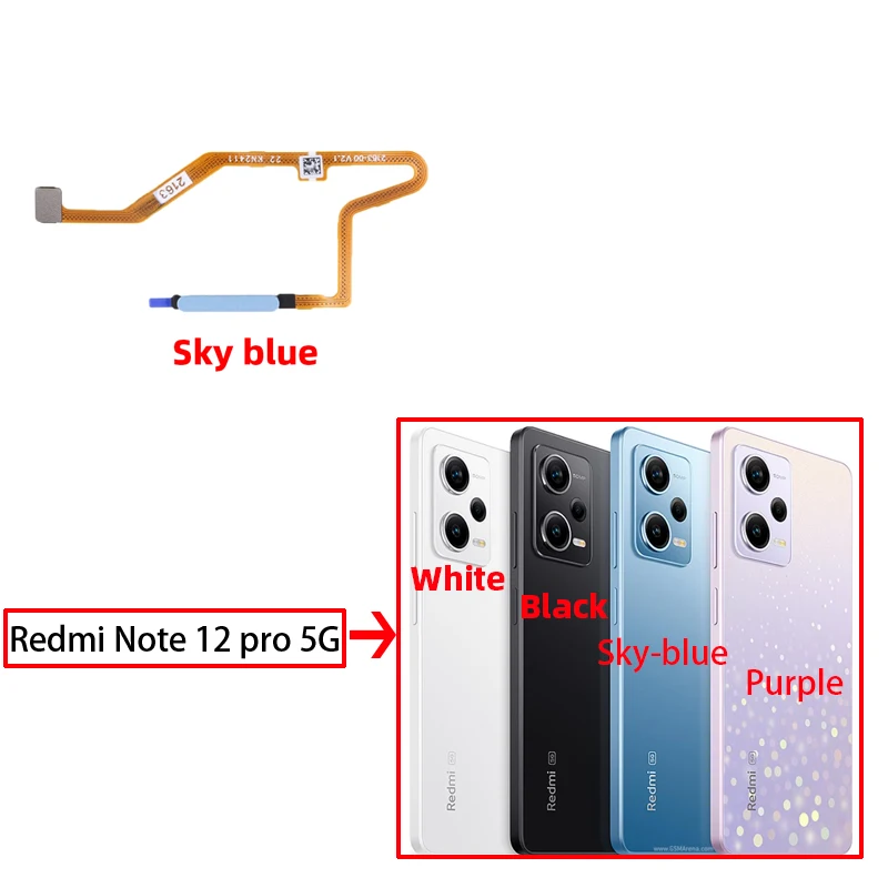 Original For Xiaomi Redmi Note 12 pro 5G Fingerprint Sensor Scanner Touch ID Connect Motherboard home button Flex Cable