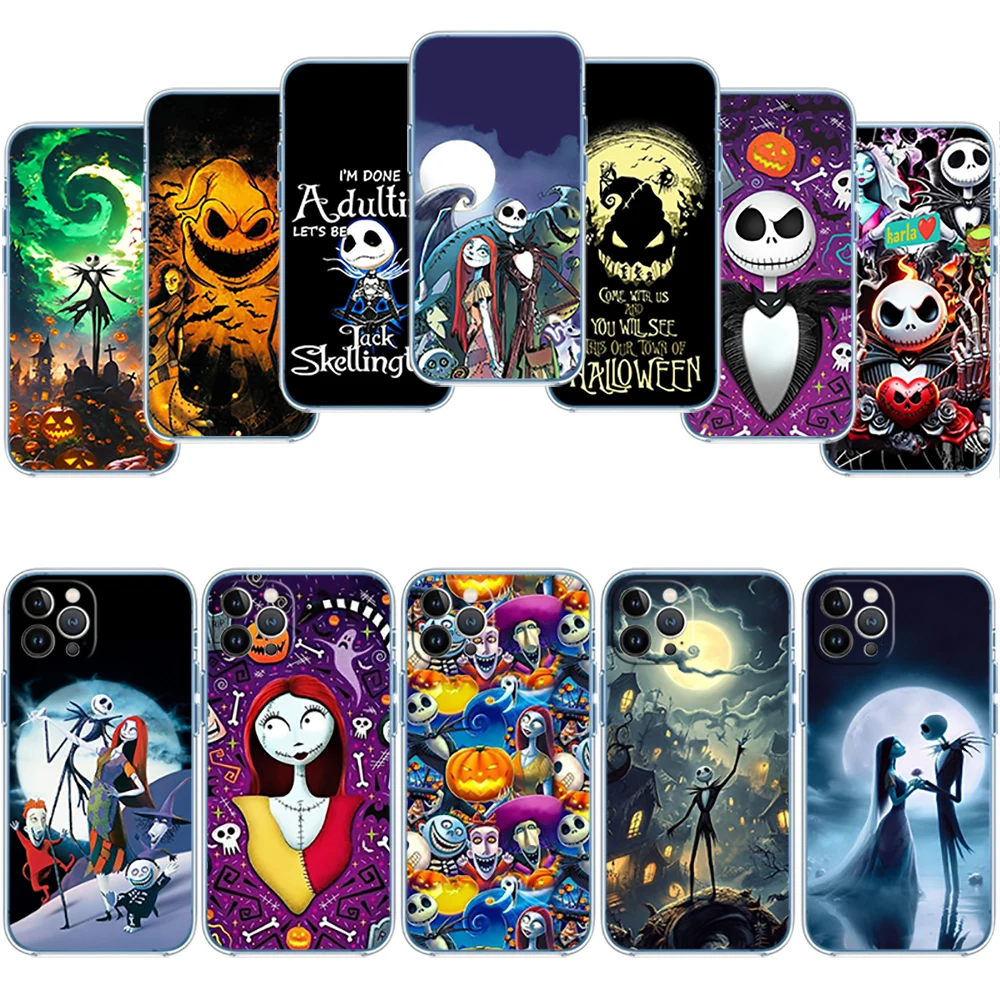 Halloween Jack Skellington Transparent Phone Case for Motorola G7 G8 G9 G84 G85 G73 G24 G15 Z2 Play Power Plus