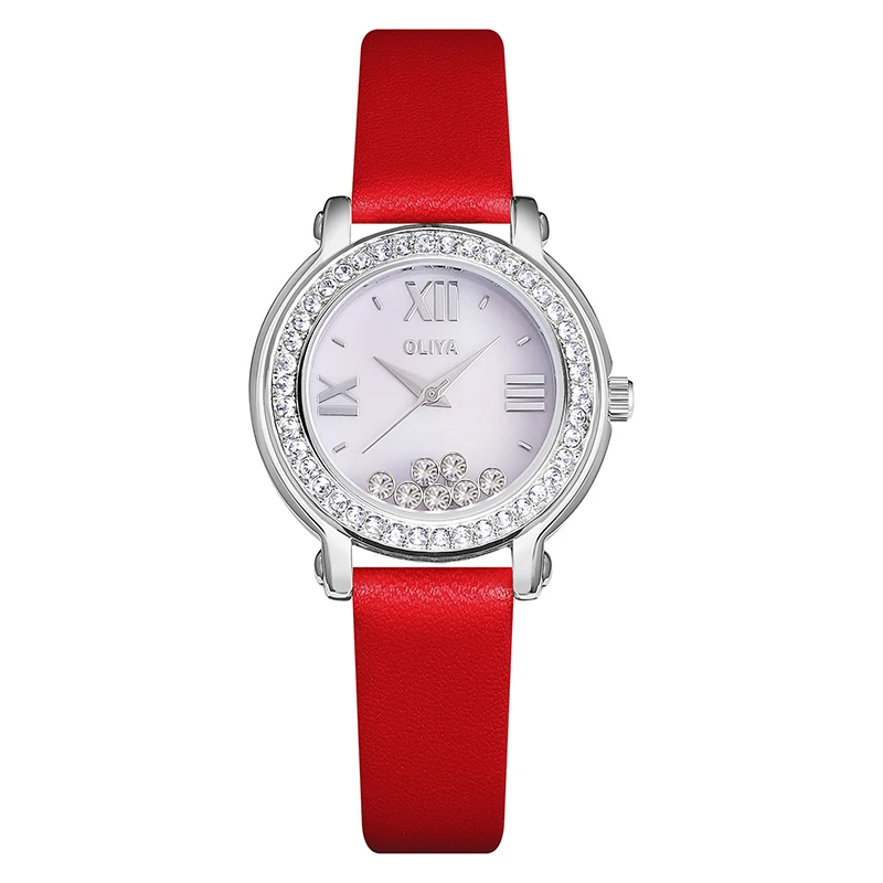Summer Fashion Ladies Watch 7 sparkl exquisite zircon waterproof leather strap quartz female college student Watch Reloj mujer