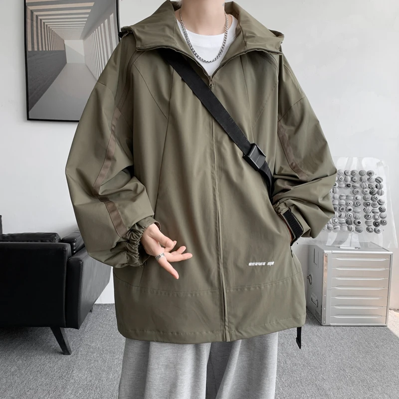 

Винтажная американская мужская повседневная спортивная куртка, ветрозащитная одежда для походов, свободный крой, с множеством карманов, длинный рукав, на молнии