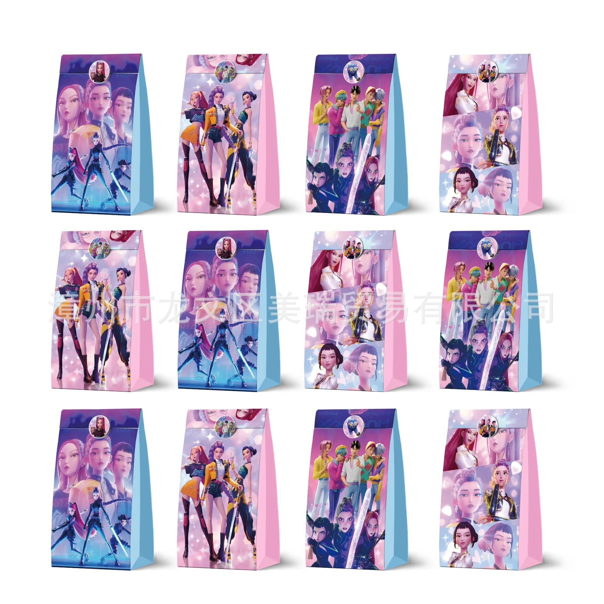 

KPop Demon Hunters Theme Candy Bags Gift Bags Kraft Paper Bags with Sealing Stickers