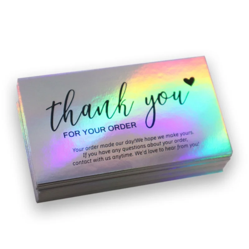 

Custom Logo Printed Cardstock 300GSM Coated Paper Holographic Printing Business Thank You Cards For Small Business