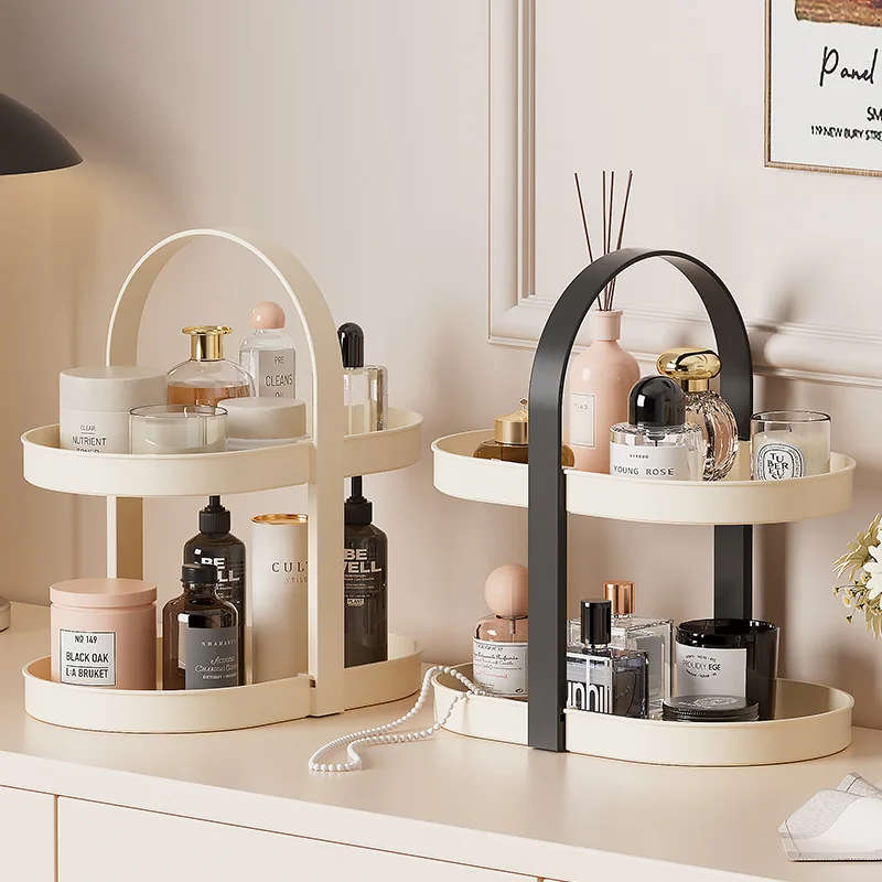 

Makeup Organizer Acrylic Holder Double Layers Lipstick Holder Multipurpose Desktop Rack Kitchen Bathroom Storage Shelf