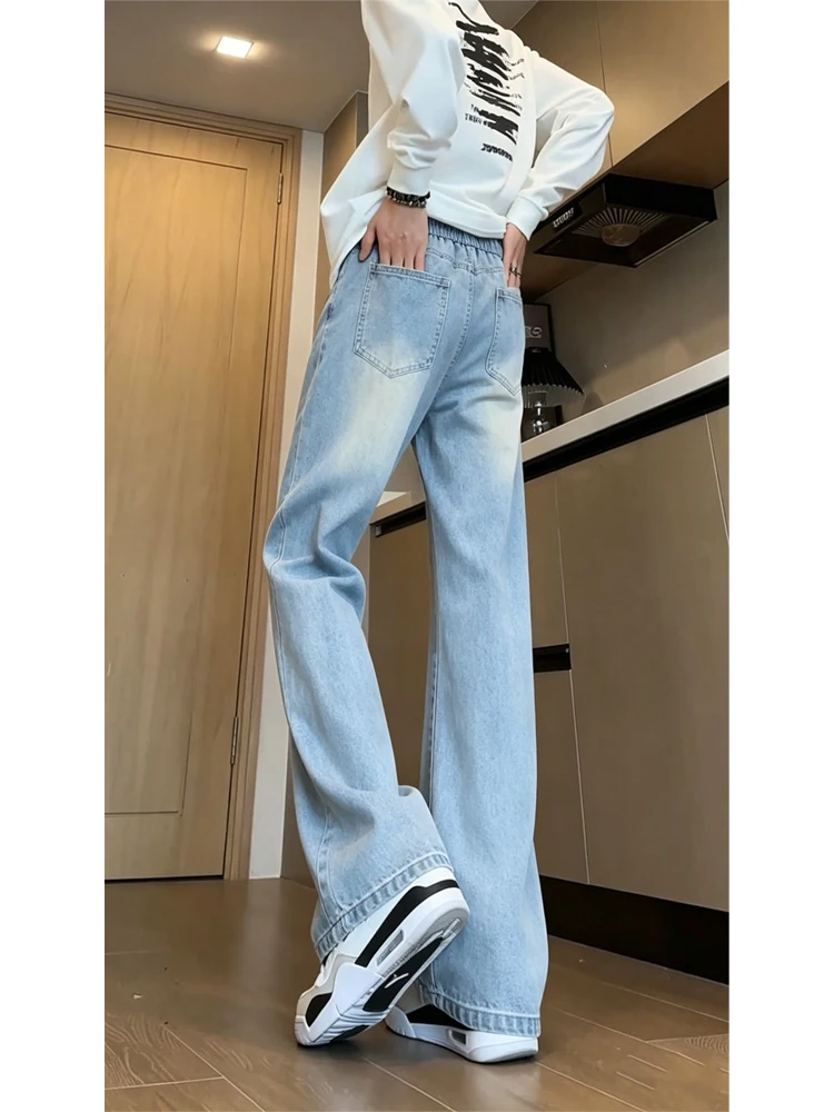 

Laisel Ice Silk Straight Leg Loose Fit Summer Jeans Men's Breathable Cool Sensation Casual Trousers American Style