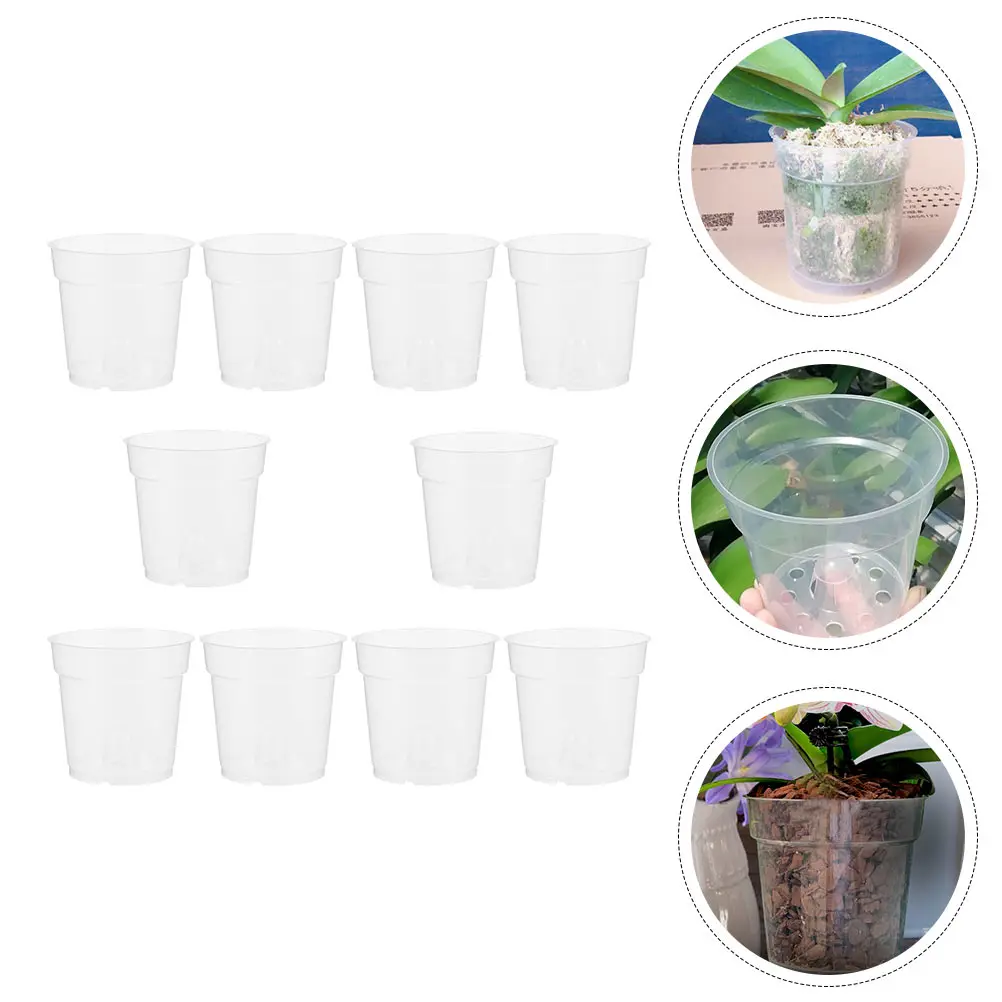 

20pcs Flower Pots Plant Pot Transparent chid Container White PP Tray Garden Balcony Wet State Growth Condition