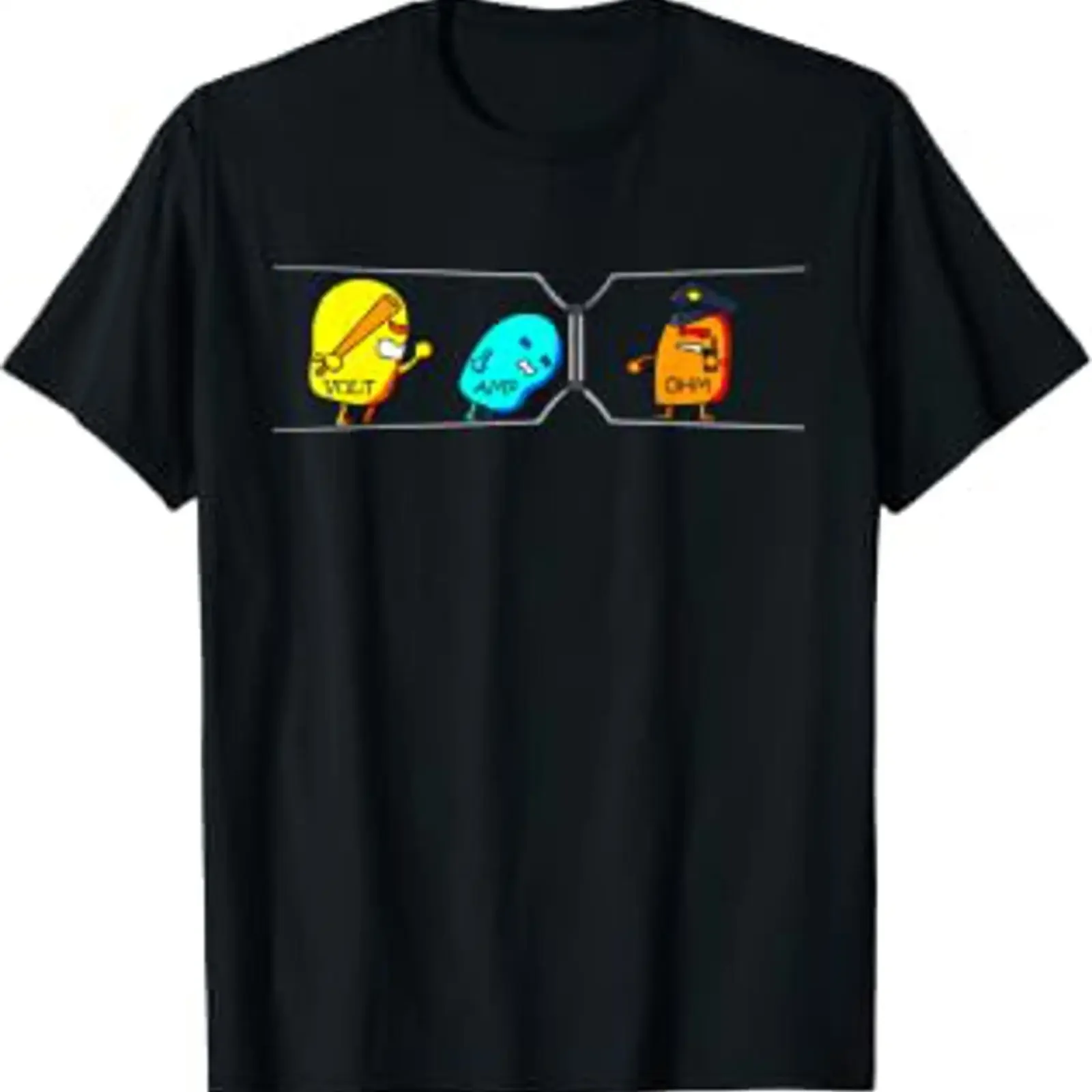 Electrician Physicist Electricity Current Voltage Explained T Shirt Black S vintage Washed streetwear Breathable Versatile