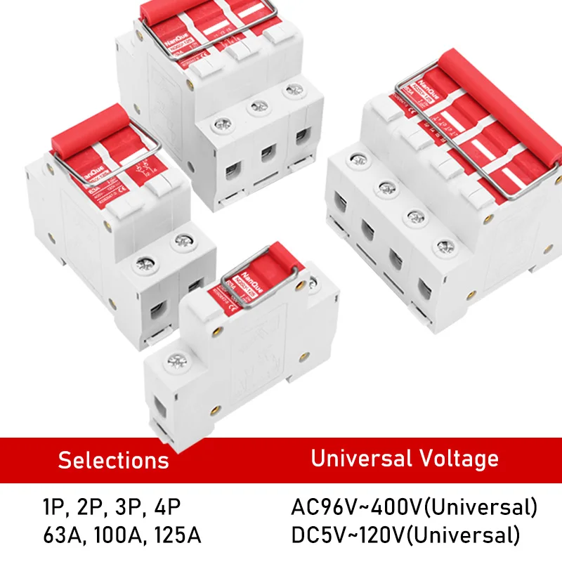 Isolation Switch AC DC Power Electric Circuit Main Switch With Hook Locked Manual AC110V 230V 380V 400V DC12V 24V 60V 63A 100Amp