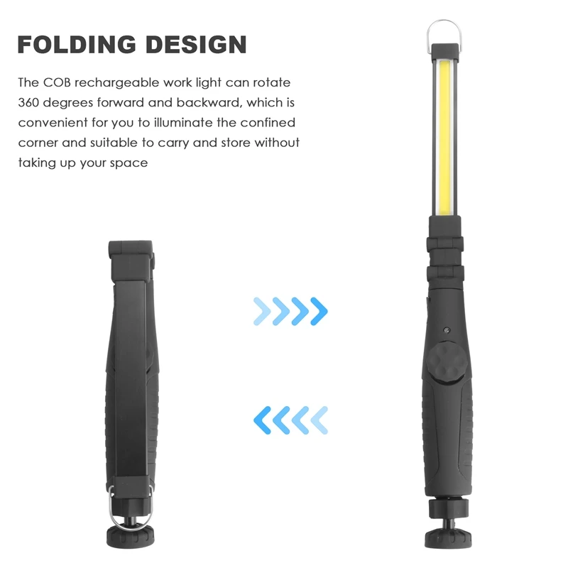Rechargeable LED Work Light 700 Lumens COB Work Lights Magnetic Work Light With Power Capacity Indicator And USB Cable