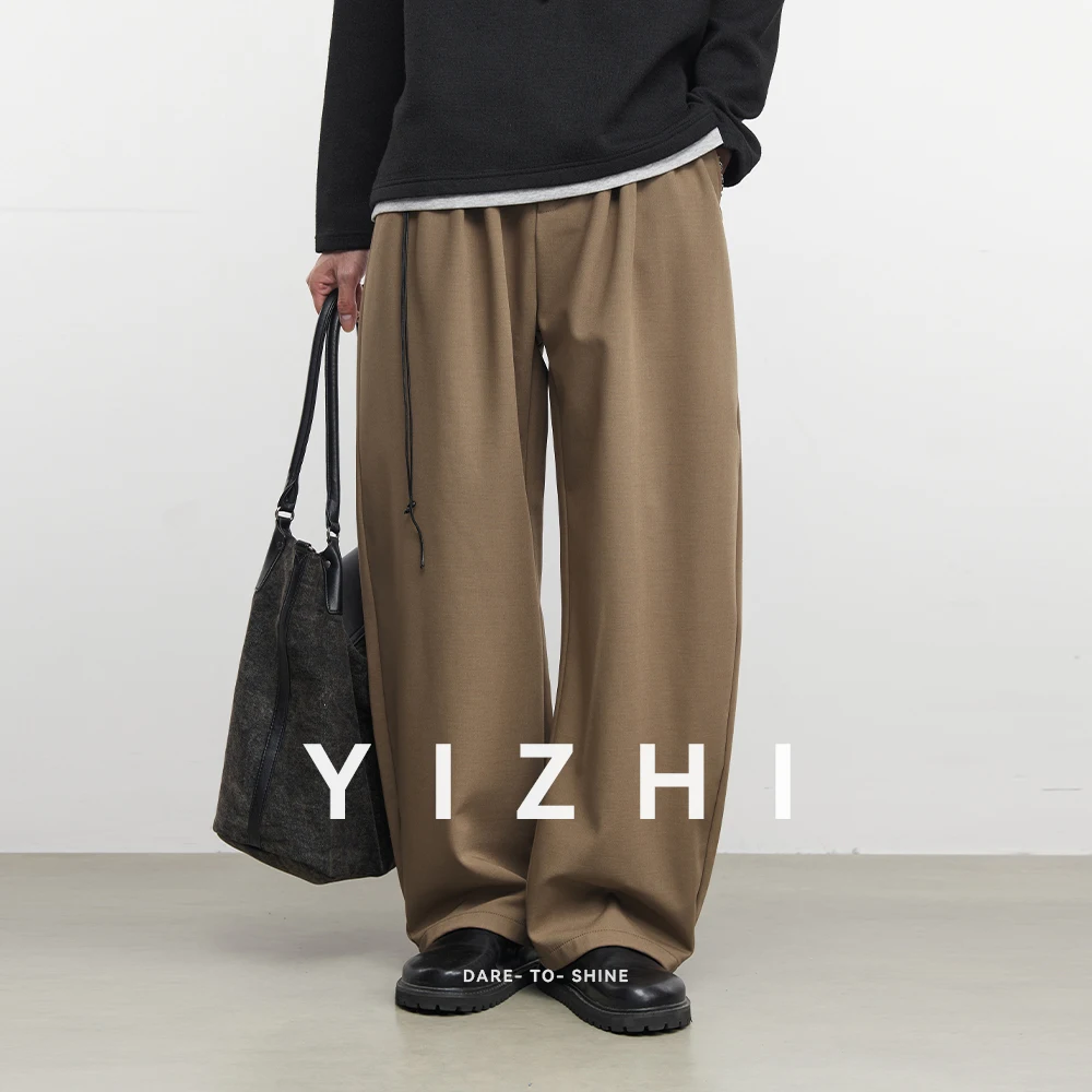 

Fashion Men's Thick Fleece-Lined Casual Pants 2025 Winter New Elastic Waist Loose Fit Wide-Leg Sports Pants