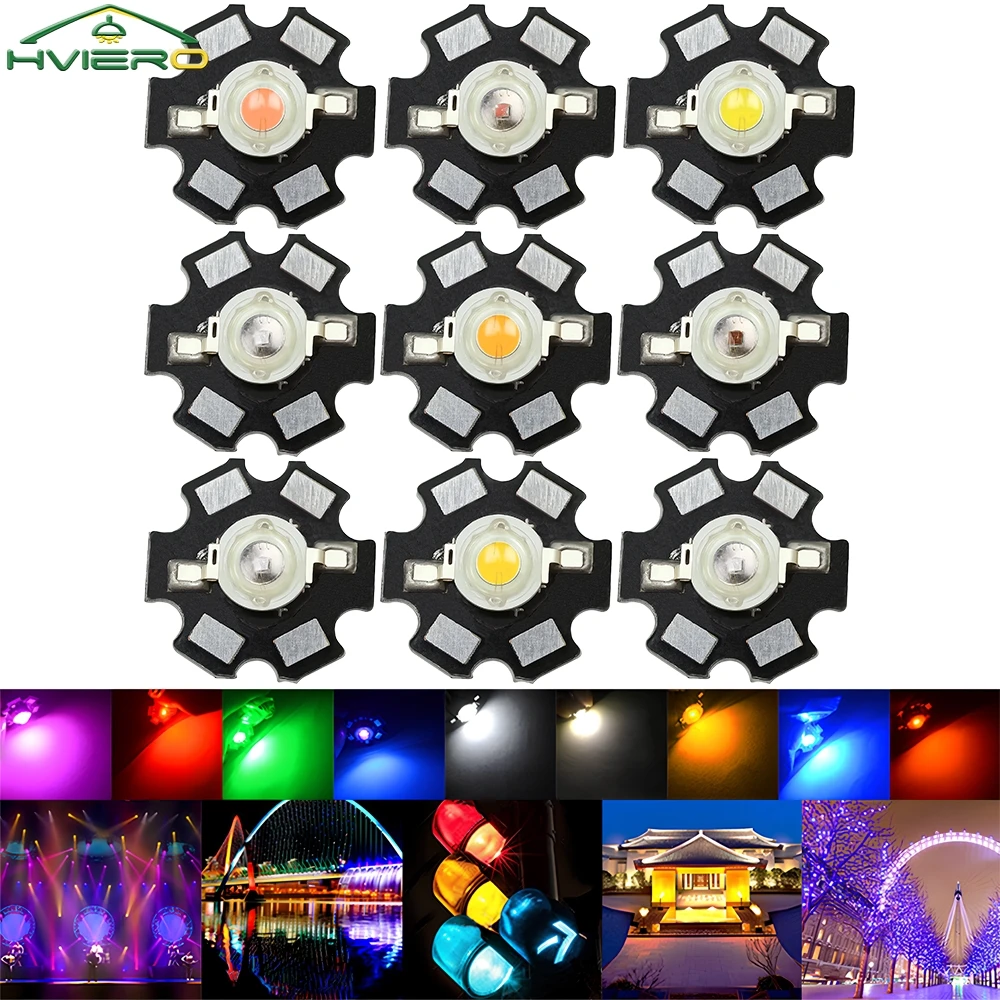 10 SZTUK 1W Koraliki świetlne LED Dekoracja ogrodowa Atmosfera Żarówki chipowe Jasne diody COB Lampy z gwiazdą PCB Platine Radiator