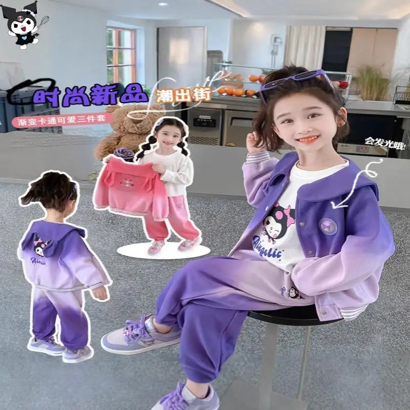 

Sanrio Hello Kitty Girls Kawaii Y2K Anime Children's Clothing Winter Coat Kids Outerwea Loungewear Set Baby Clothes Infant New