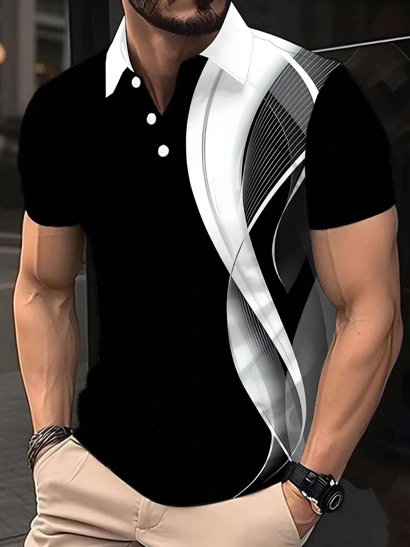 2026 Summer Men's Polo Shirt - 3D Printed Design Breathable Lightweight Stylish and Fashionable Outdoor Men's Clothing