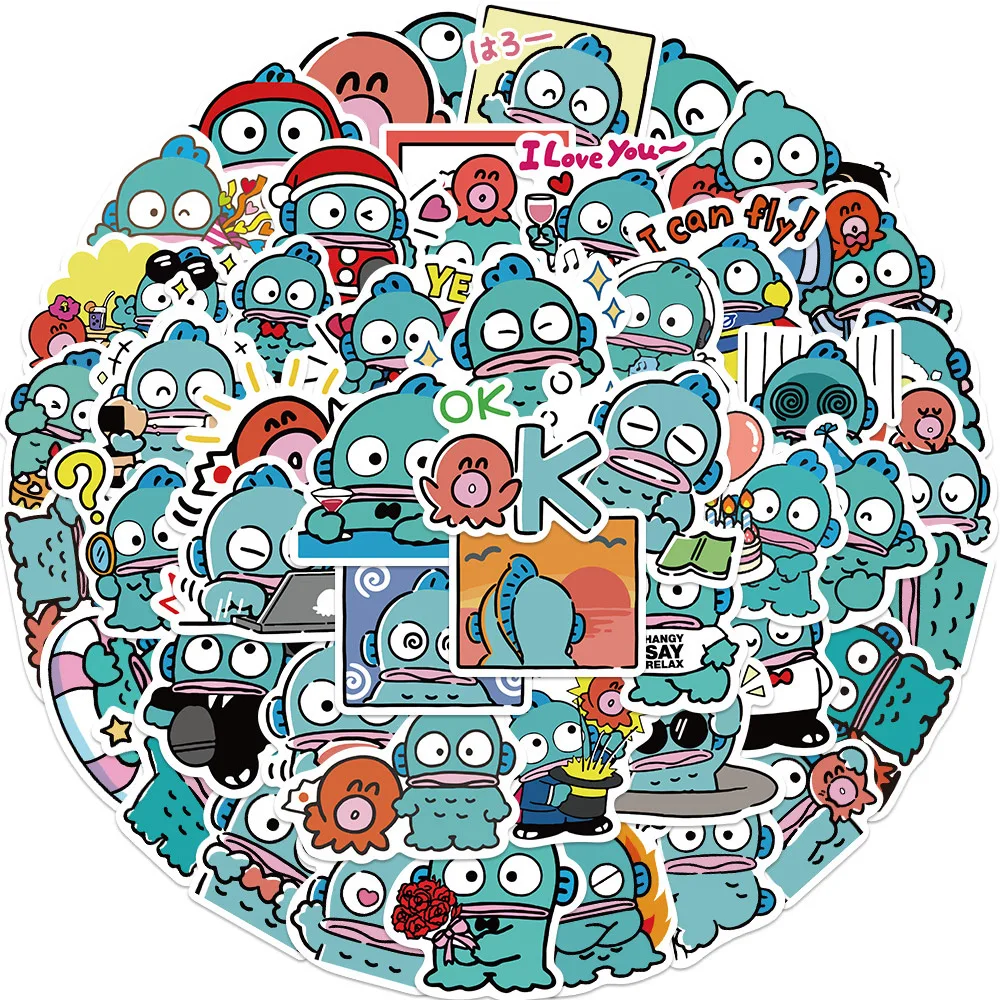 ملصقات كارتون سانريو للأطفال ، هانجيدون ، ثلاجة ، لابتوب ، قصاصات ، ديكور الهاتف ، ألعاب ، دي ، سمك قبيح ، 10 غرافيتي ، 50 * * #3