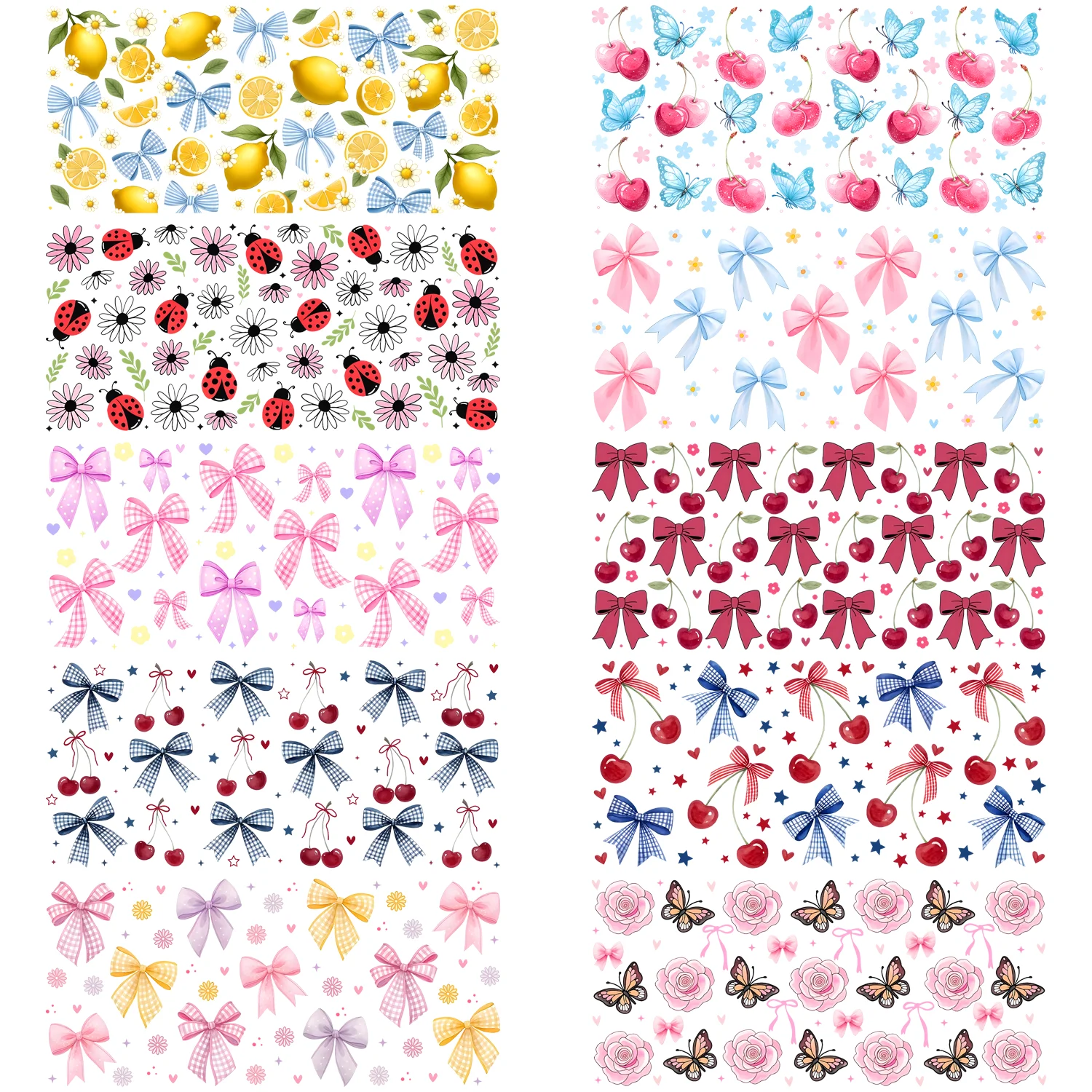 

Cute bow Series easy peel waterproof DIY Decals 3D transfers uvdtf stickers 16oz uv dtf cup wraps for Libbey Glasses