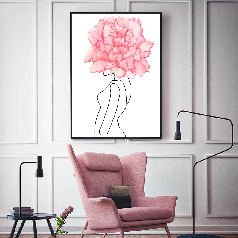 Minimalist Line Girl Art Print Papiers Découpés Flower Decorative Painting Wall Poster Wall Art Pictures Home Decoration