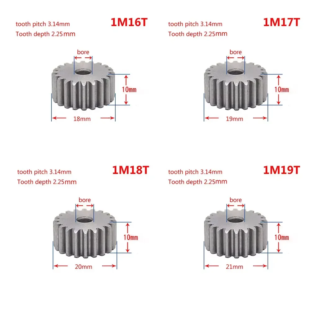 1/2 pezzi 45 #   Ingranaggio cilindrico in acciaio 1 modulo 12 denti - 27 denti Ingranaggio metallico Spessore 10 mm Diametro esterno 14-29 mm per campo tessile di elettricità