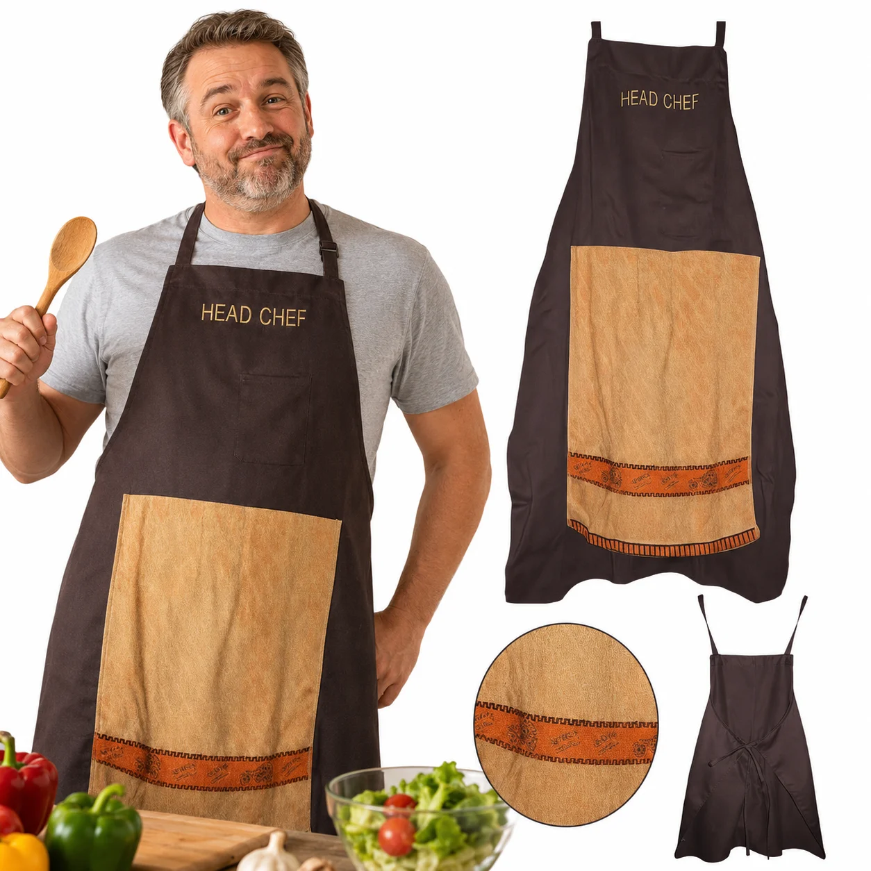 Funny Chef Prank Apron Cotton Cooking Bib One Size Cartoon Kitchen Wear for Men Women BBQ Baking Parties Gag Gifts Decor