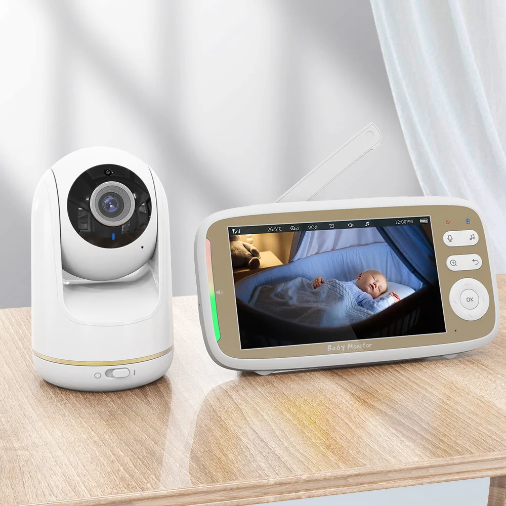 HD 720p Smart Baby Monitor with Camera and Audio Night Vision 360° PTZ Monitoring Wifi Video Baby Sleep Monitors Camera Wireless
