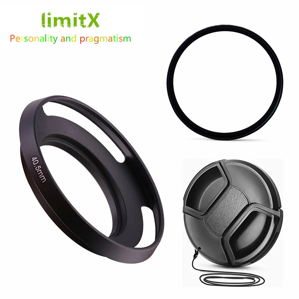 40.5mm UV Filter Metal Lens Hood Cap For Sony ZV-E10 ZVE10 II A6700 A6500 A6400 A6300 A6100 A6000 A5100 A5000 with 16-50mm Lens