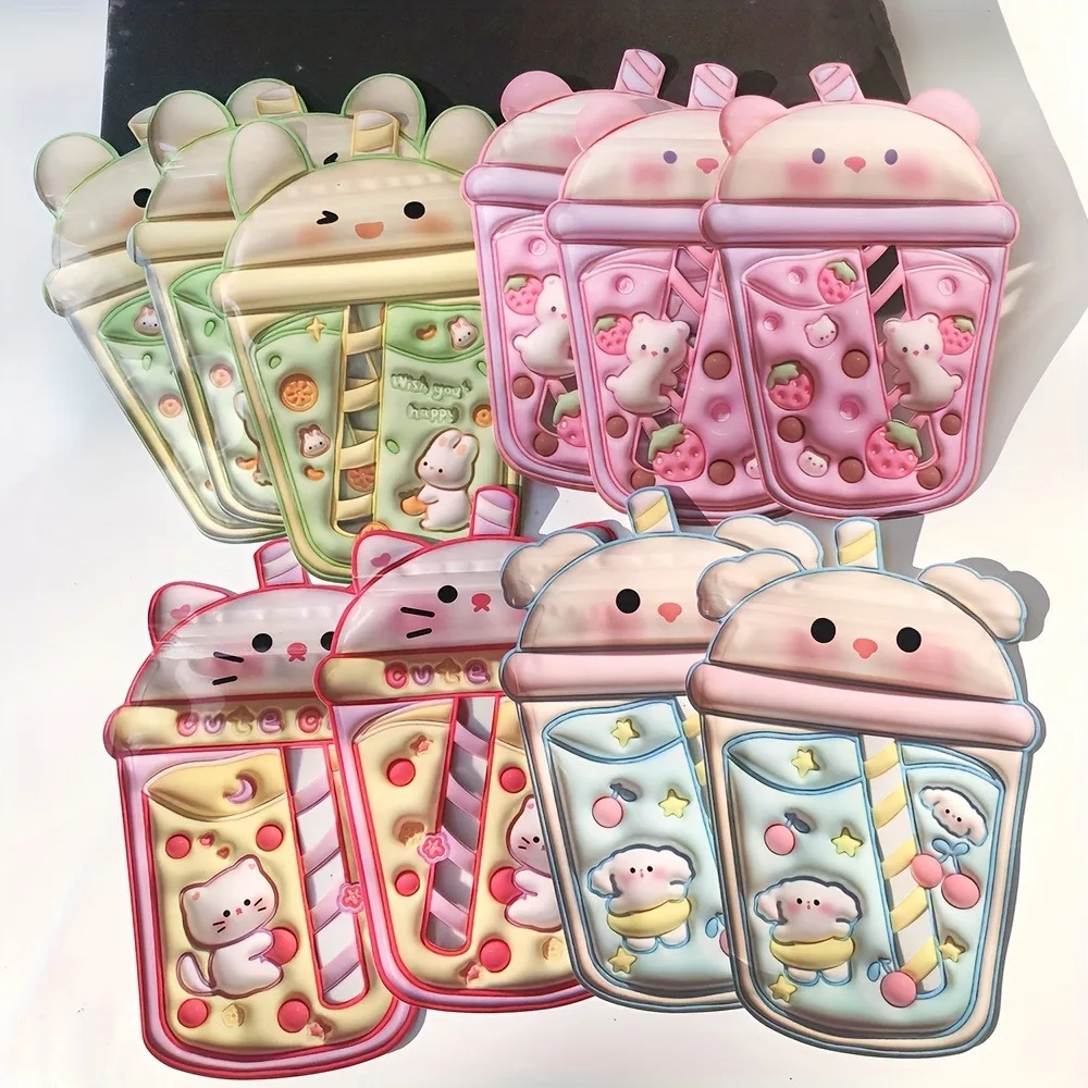 Bolsas autosellantes con forma de botella de leche de dibujos animados 3D, bolsas de embalaje selladas para dulces, bocadillos, galletas, bolsas para envolver regalos, 50 piezas