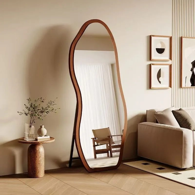 

Full body mirror full-length mirror floor-to-ceiling special-shaped retro style fitting mirror household removable