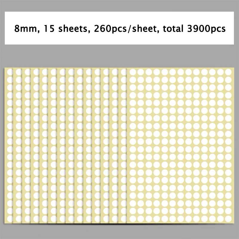 円形シーリング紙ステッカー,カラフルなドットステッカー,パッケージラベルの装飾,ミニラウンドスポット,8mm, 3900個