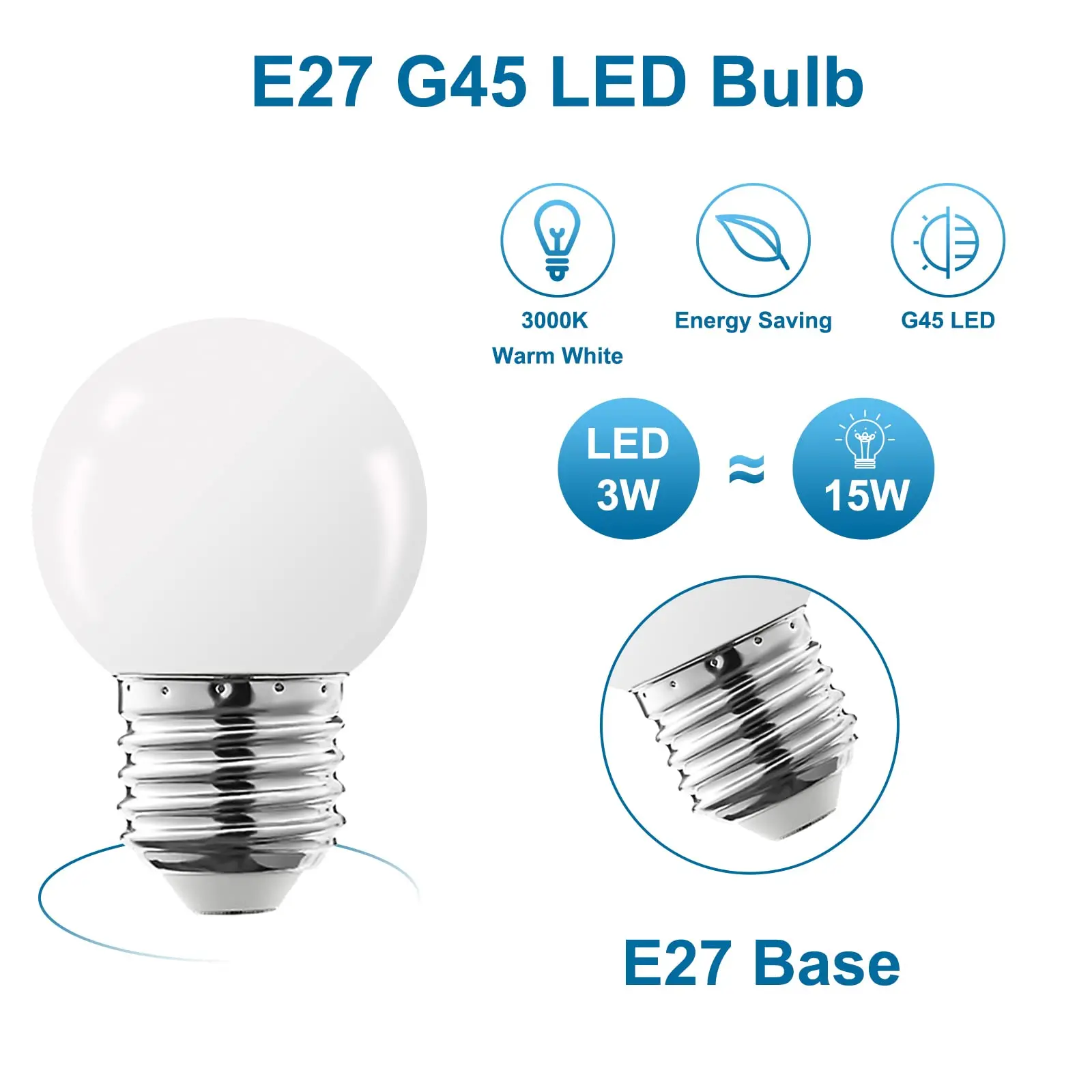 Пластиковая лампа молочного цвета, Модель G45 SMD, белая, E27, 220 В, 12 В, 24 В, лампа-строка, 2 Вт, 3 Вт, 5 Вт, лампы для сада