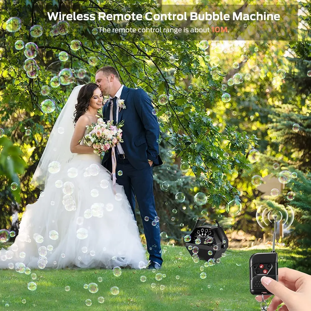 Romantic Automatic Bubble Machine Wireless Remote Control Blower 800+ Per Minute Plug-in AC Adapter for Party Wedding Birthday